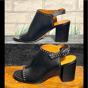 Givenchy Studded open toed Black leather sling back heels